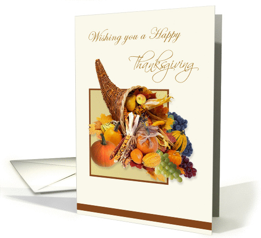 Business Thankdsgiving card with cornucopia full of fruits... (701870)