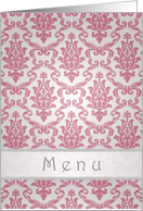 Wedding menu card - Elegant Damask dark pink pattern card