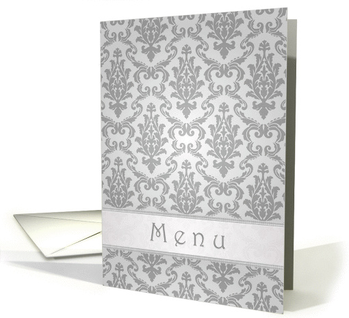Wedding menu card - Elegant Damask silver-grey pattern card (705928)
