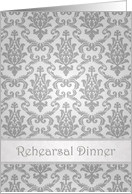Wedding rehearsal card - Elegant Damask silver-grey pattern card