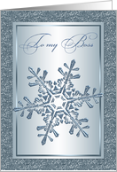 Business Christmas Holidays card for Boss - silver-blue snowflakes card