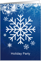New Year’s Eve party Invitation card white snowflakes on blue card