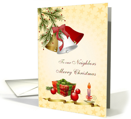Christmas card for Neighbor - bells, candle and presents card (718227)
