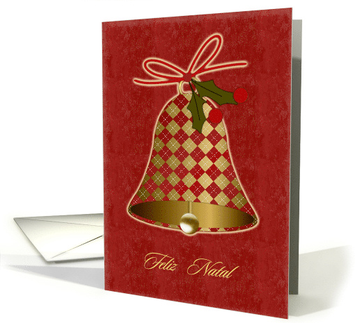 Portuguese Christmas card with bell and holly. card (729362)