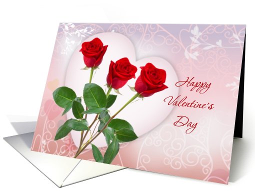 Valentine's Day card with red roses and heart. card (750738)