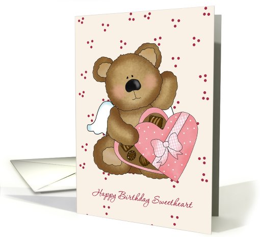 Birthday on Sweetest Day with Teddy Bear angel and sweets card