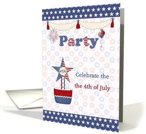 Party Invitation. 4th of July - Stars and strips card (807793)