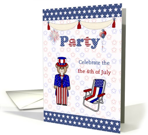 4th of July party invitation - Uncle Sam, stars, stripes... (813525)