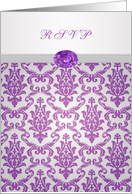 Invitation Reply, RSVP - Damask pattern purple with amethyst image card