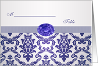 Wedding Place card - Damask-like dark blue gemstone picture card