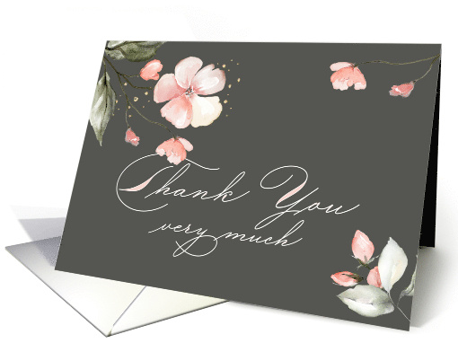 Thank You Pink Flowers and Gold Effect Confetti card (836404)