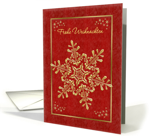 Frohe Weihnachten German Christmas - gold snowflakes on... (863391)