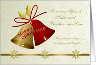 Christmas Sister and Brother-in-Law card - bells and snowflakes card