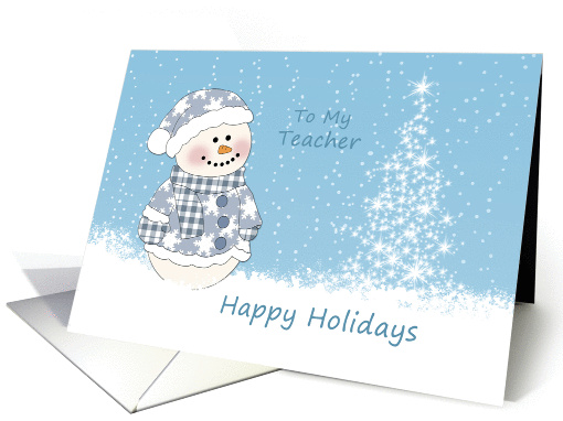 Christmas Teacher - Snowman and tree covered with snow card (872064)