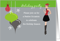 Christmas Holiday Party - Girl and ornaments Invitation card