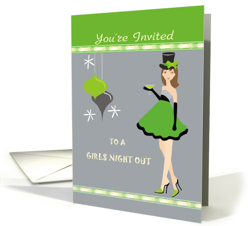 Girls Night Out Invitation - Girl and ornaments Invitation card