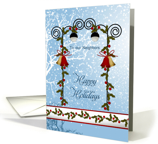 Christmas Neighbor - bells, lantern, holly card (876073)