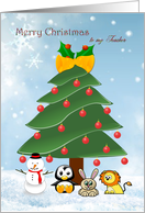 Christmas Teacher - tree and animals card