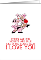 Valentine’s Day card-I love you-Piggy love theme card