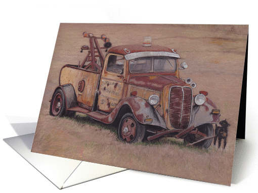 Antique Rusty Tow Truck Happy Father's Day card (1103202)