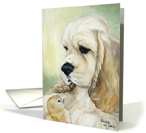 Cocker Spaniel and Chick card (363600)