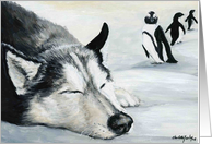 Siberian Huskey Birthday card