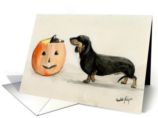 Halloween Invitation Dachshund card (490938)