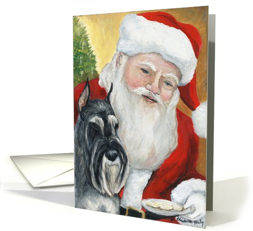 Standard Schnauzer and Santa Christmas card (508796)