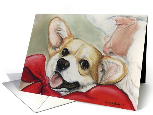 Pembroke Corgi & Santa Christmas card (535353)