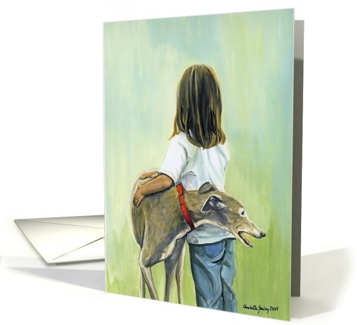 Girl with Greyhound Valentine card (554706)