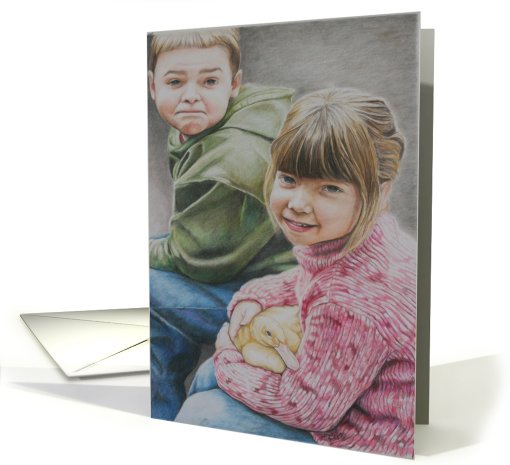 Children with duck Easter card (575774)