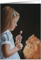 Little Girl and Persian Cat Birthday card