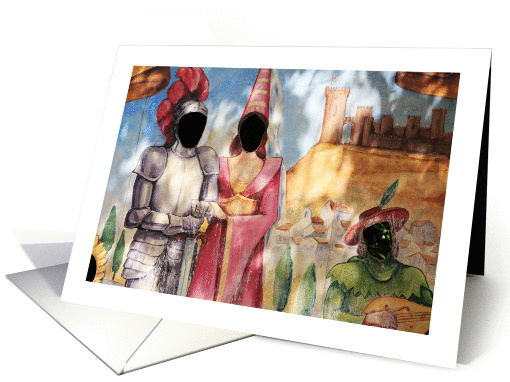 Wedding Congratulations, Knight and Dame in front of their castle card