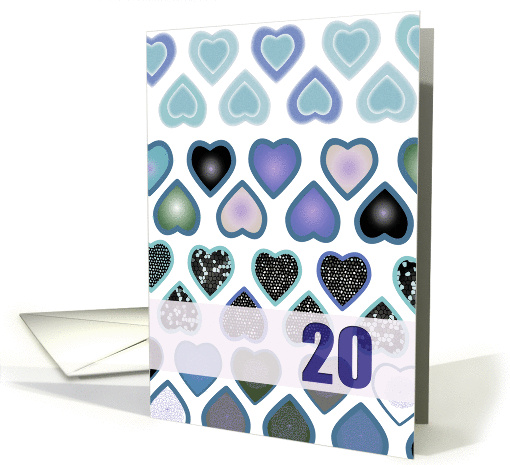 Happy 20th Birthday Hearts card (843911)