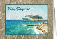 Bon Voyage - ocean view with cruise ship and beach card