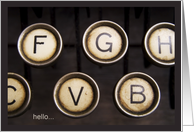 Hello - vintage typewriter keyboard photography card