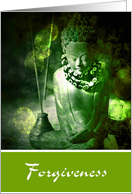 Forgiveness, I forgive you Green buddha in contemplation photography card