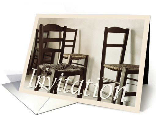 You are invited, empty old Greek chairs, photography card (849791)