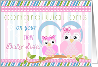 Congratulations on your New Baby Sister with Two Cute Owls card