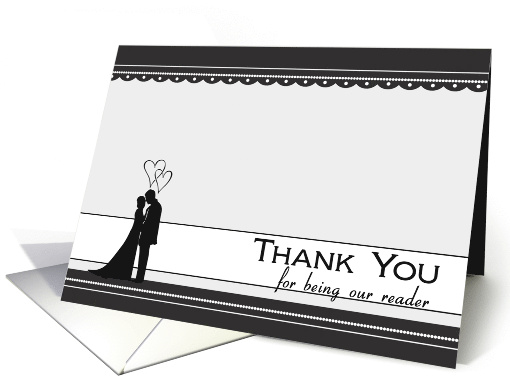 Thank You for Being Our Reader with Bride and Groom silhouette card