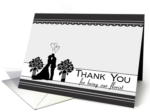 Thank you for being our Florist, Bride and Groom silhouette card
