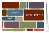 Business Open House Invitation with Earth tone blocks card