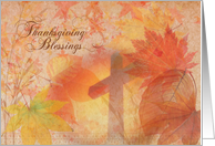 Thanksgiving Blessings with Cross and Autumn Leaves Collage card