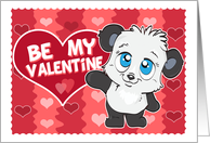 Be My Valentine with Cute Panda and Hearts card