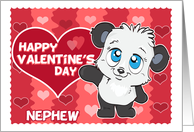 Happy Valentines Day Nephew Cute Panda and Hearts card