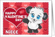 Happy Valentine’s Day Niece with Cute Panda and Hearts card
