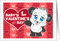 Babys 1st Valentine’s Day Cute Panda and Hearts card