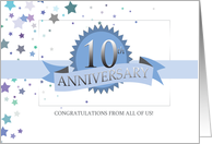 10th Business Anniversary Ribbon Award Stars card