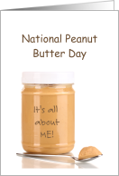 National Peanut Butter Day with Jar of Peanut Butter and Spoon card