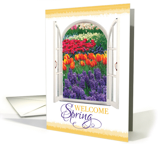 Welcome Spring! Window to Vibrant Tulip Garden card (1251528)